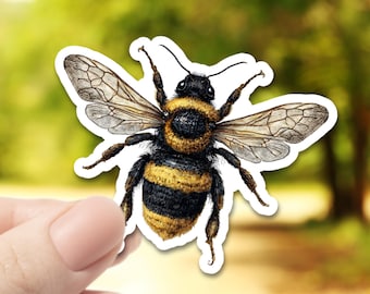Realistic Bumble Bee Vinyl Sticker – Waterproof Pollinator Decal