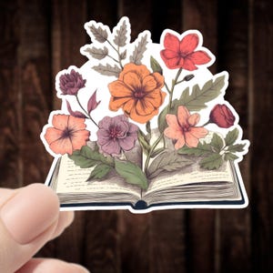 Floral Book Sticker: Waterproof Vinyl Decal for Laptop, Water Bottle