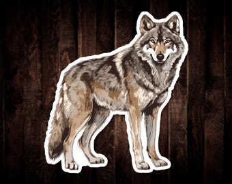 Realistic Gray Wolf Sticker: Waterproof Vinyl Decal