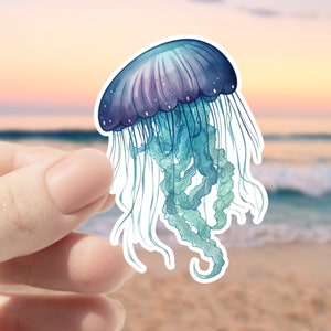 Jellyfish Waterproof Sticker, Vinyl Sticker Decals for Water Bottle, Laptop, Phone, Scrapbooking, Purple and Pink Jellyfish Gift, Ocean Gift