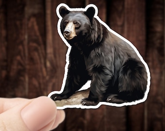 Black Bear Waterproof Sticker: Animal Lover Gift