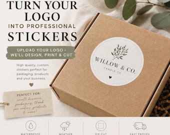 Custom Logo Stickers for Small Business | Waterproof Die Cut Vinyl Labels | Packaging & Branding Stickers