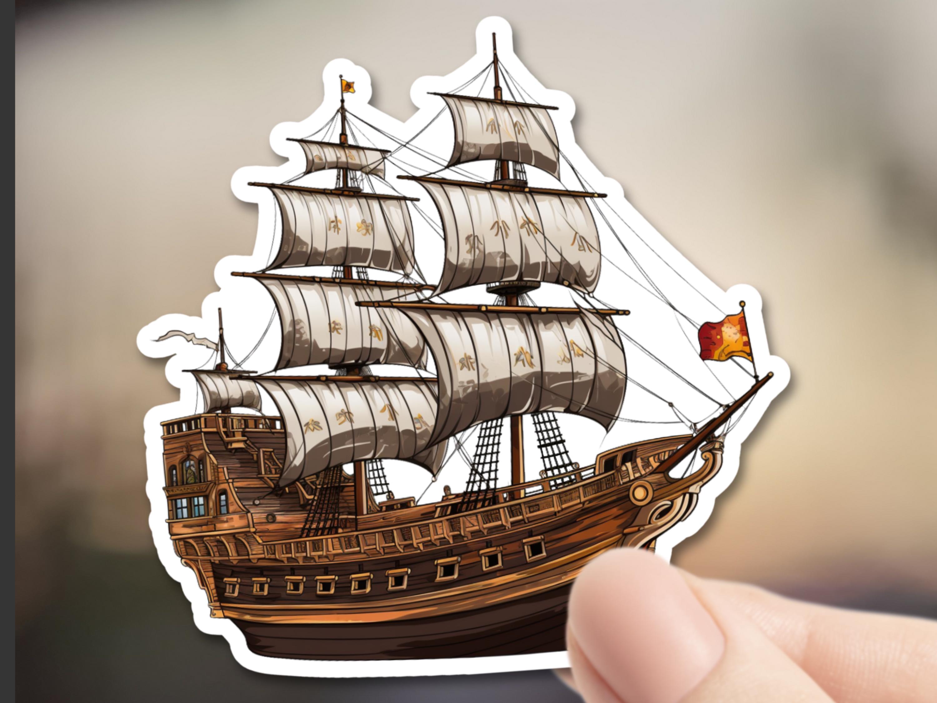 Pirate Ship Vinyl Sticker: Waterproof Galleon Decal - Etsy