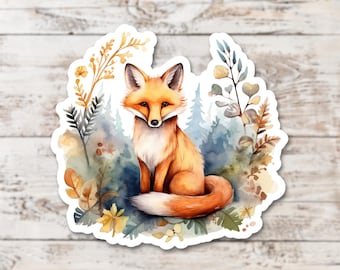 Fox Wreath Vinyl Sticker – Autumn Woodland Laptop Decal