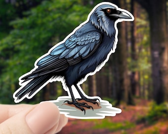 Black Raven Waterproof Vinyl Sticker: Laptop, Journal Decal