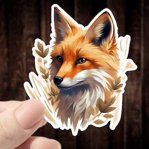 Red Fox Sticker: Waterproof Vinyl Decal for Water Bottle or Car