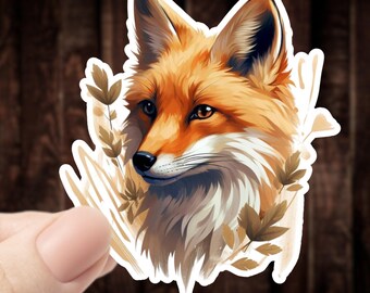 Red Fox Sticker: Waterproof Vinyl Decal for Water Bottle or Car