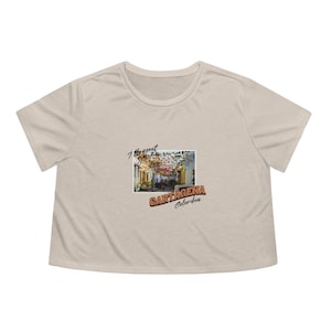 Cartagena Colombia Travel Souvenir Women&#39;s Flowy Cropped Tee Shirt