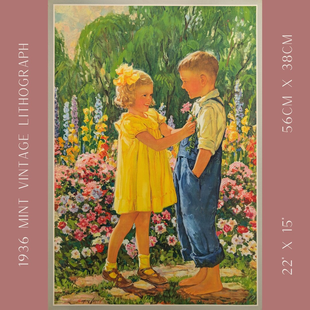 Admiration Eugene Iverd Print 1936 Vintage Children's Wall Art