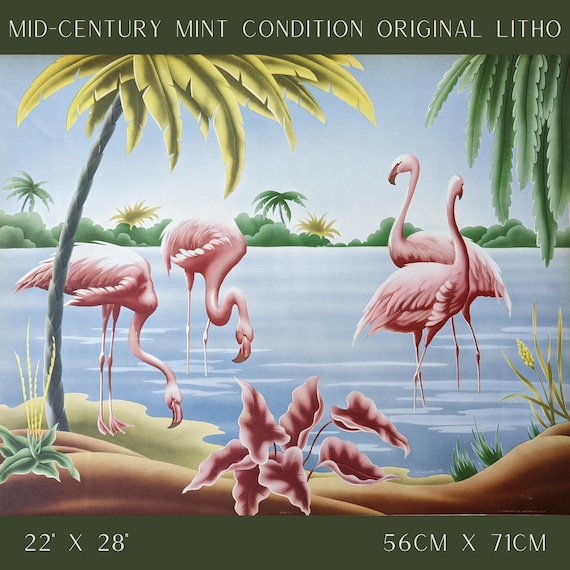 Vintage Flamingo Wall Art, A.T. Toran Lithograph From Turner - Etsy