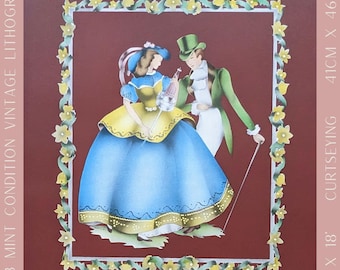 Arte mural figurativo vintage, «Parejas de Beautytone haciendo una reverencia con Dubonnet», litografía de Cecilia Terone