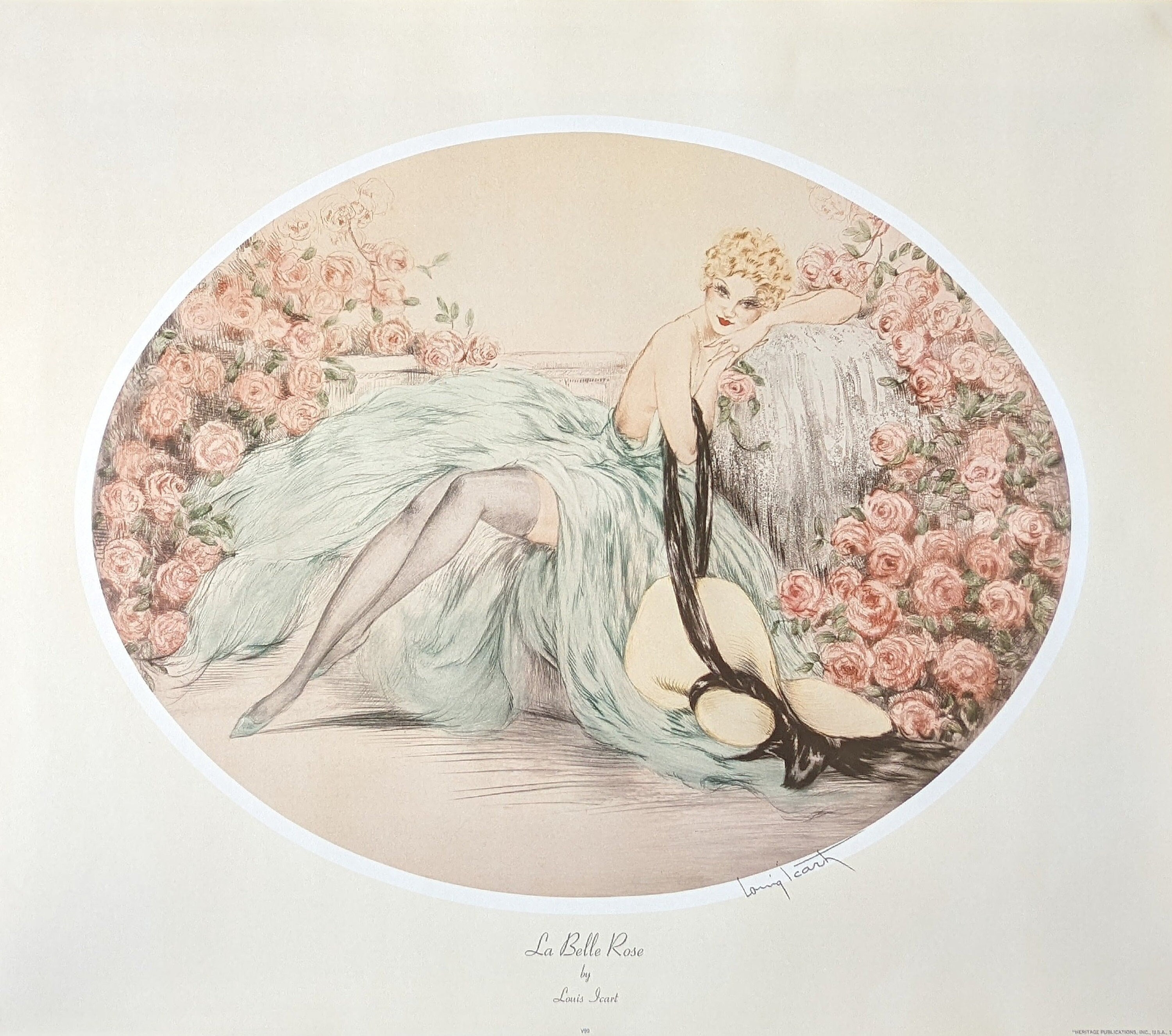 Vintage French Art Deco Wall Art, “la Belle Rose,” Louis Icart