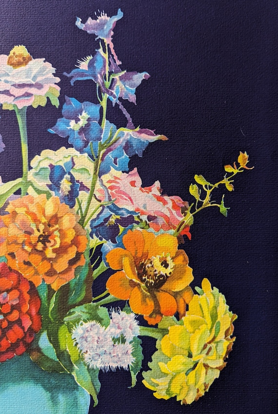 Vintage Floral Wall Art | Zinnias and Larkspur by Mary & Nelson