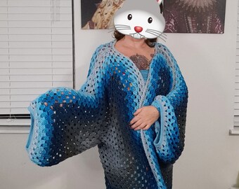 Giant Granny Square Cardigan meowth - Etsy