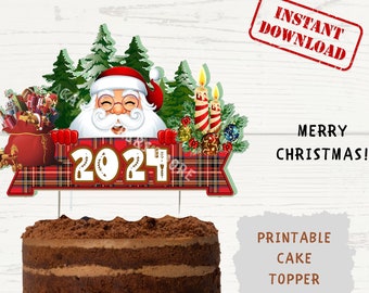 Custom Christmas Cake Topper: New Year Printable PNG (Digital)
