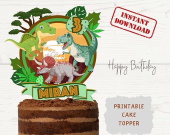 Custom Dinosaur Cake Topper: Printable Birthday Party Decor (Digital File)