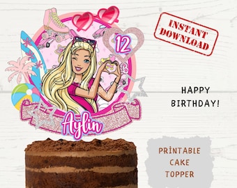 DIGITAL FASHION GIRL Themed Cake Topper - Fashion Girl Themed Digital Printable Png File - Print and Cut Custom Digital Cake Topper