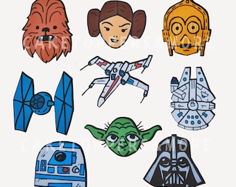 Star Wars Faces Cake Topper: Digital Printable PNG, PDF File
