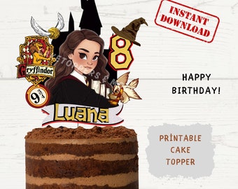 Wizard Birthday Cake Topper: Magical Girl Theme (Digital Printable PNG File)