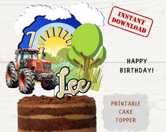Tractor Farm Birthday Cake Topper: Custom Printable PNG (Digital Download)