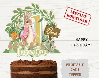 DIGITAL PETER RABBIT Themed Cake Topper - Peter Rabbit Themed Digital Printable Png File - Print and Cut Custom Digital Rabbit Cake Topper