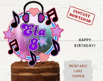 Dance Music Cake Topper: Pop Star Birthday Party (Digital Printable)