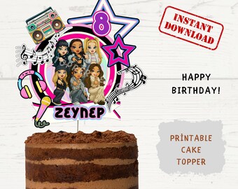 Editable Girl Band Music Group Cake Topper Template - Personalized Name & Age - Instant Digital Download - Printable PNG PDF File