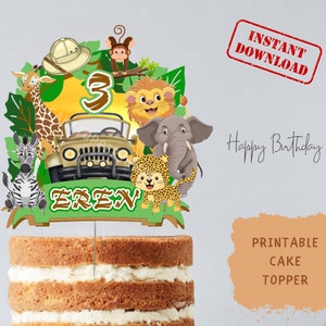 DIGITAL SAFARI THEMED Cake Topper - Safari Themed Digital Printable Png ...