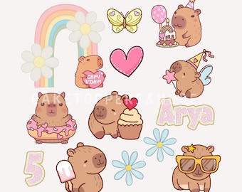 Custom Capybara Cake Topper: Printable Birthday Party Decoration (Digital File)