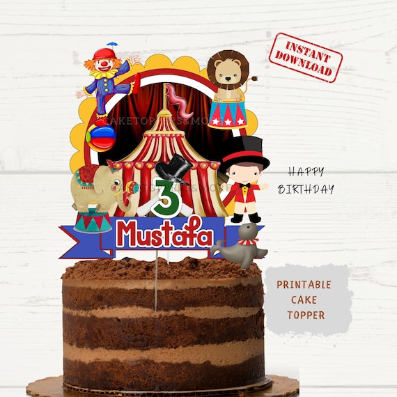 CIRCUS DIGITAL THEMED Cake Topper File Png stampabile di circo digitale  Download digitale stampabile Stampa e taglio Circus Birthday Caketopper -   Italia