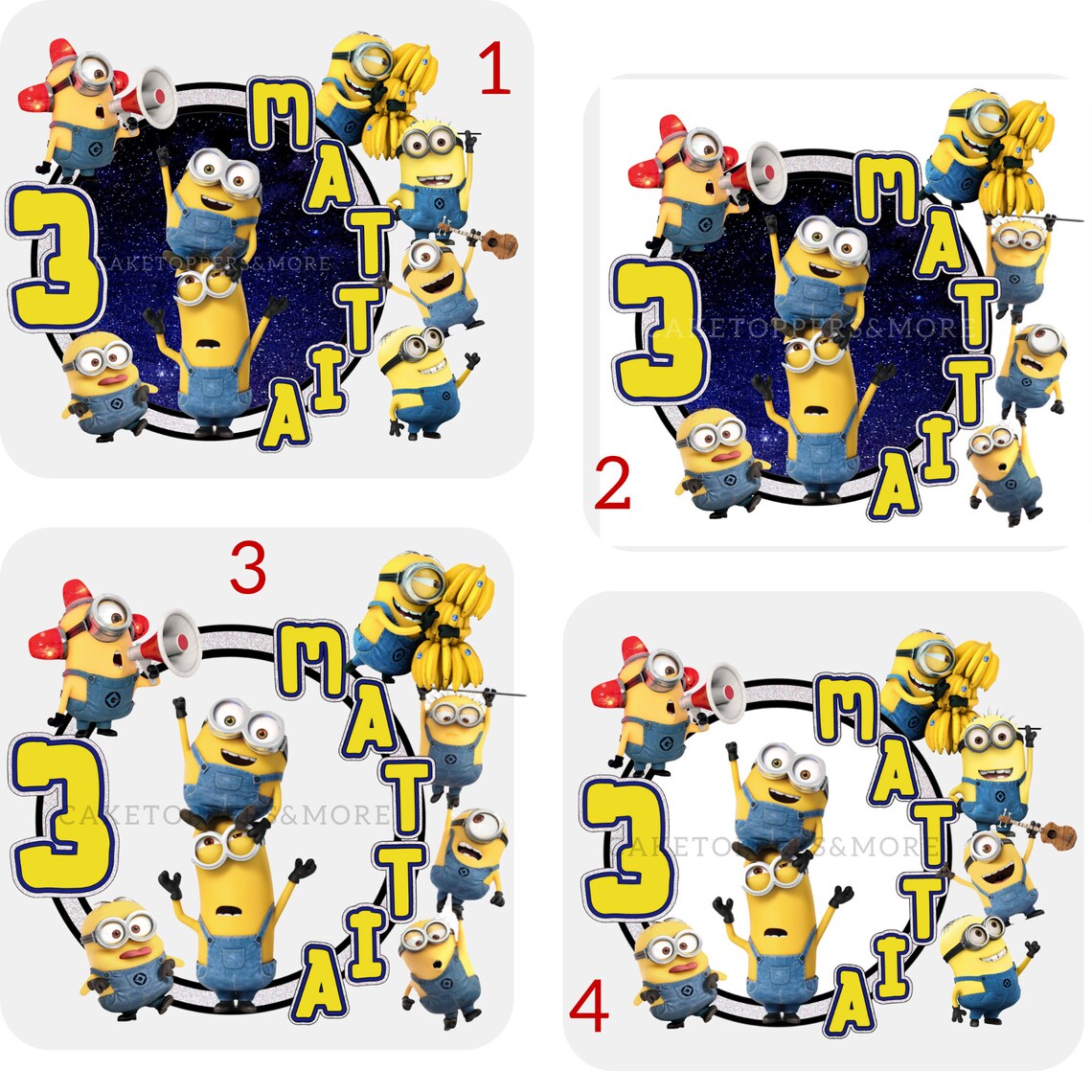DIGITAL MINIONS Cake Topper Minions Themed Digital Printable Png File ...