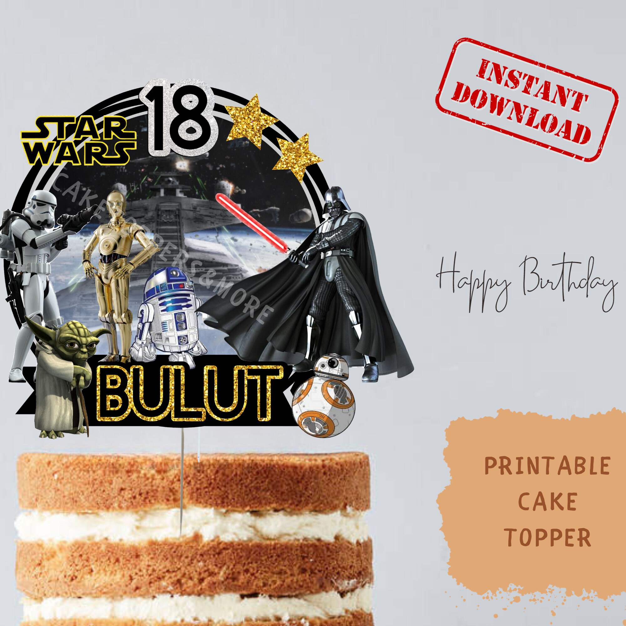 DIGITAL STAR WARS Themed Cake Topper Star Wars Themed Digital Printable ...