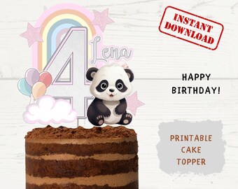 Custom Panda Cake Topper: Birthday Party Printable (PNG, PDF Digital Files)