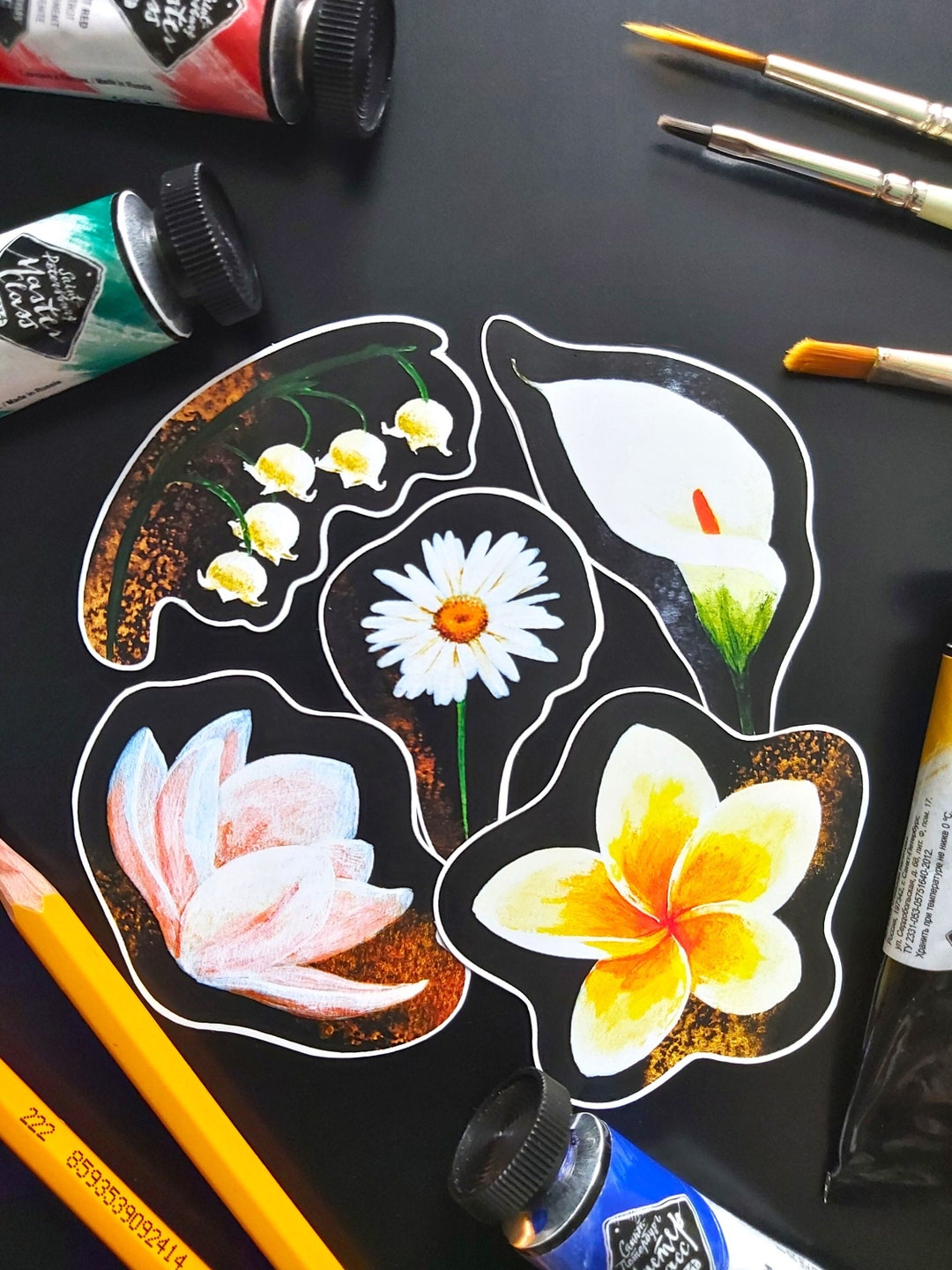 Colorful Flower Sticker, Sticker Set, White Sticker Set - Etsy
