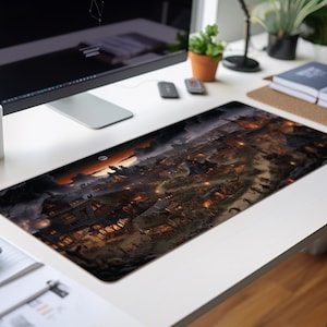 Halloween Land Mat, 36x18 18x16, XL Desk Pad, Extended Deskpad, Detailed Boss Mousepad, Intricate Mousemat, Manager Gift, Haunting, Gothic