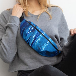 Blue Sequin Print Fanny Pack, Hip Purse, Hands-free Living, Flea Market Friend, Waist-Bound Wallet Holder, Gift for Girlfriend, Bridesmaid