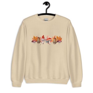 Herbst Pilze & Herbst Blätter Unisex Sweatshirt, S-3XL, Baumwolle / Poly Mischung, Geräumig, Bequemes Shirt, Tolle Geschenkidee, Cottagecore