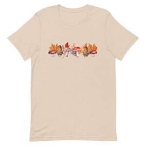 Herbstpilz & Herbstlaub Unisex T-Shirt, S-3XL, Kurzarm, 100% Baumwolle, Superweich, Bequemes Shirt, Tolle Geschenkidee, Cottagecore