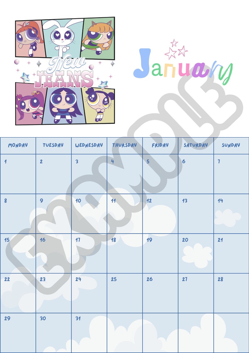 2024 Printable Newjeans Calendar/ Powerpuff Newjeans Era/ Kpop Etsy