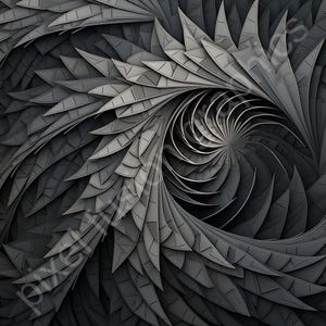 Monochromatische Mandelbrot Fractal Set Clip Art Grijs Groen Complexiteit, Abstracte Fibonacci-spiraal, Fractal Muur Decor, Digitale Fractals, DF7A