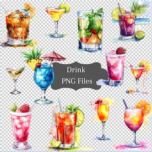 Getränke Clip Art Illustrationen Party Einladungen Dekor Sommer Erfrischungen Grafiken Einladungen Hohe Auflösung 300 DPI, D1
