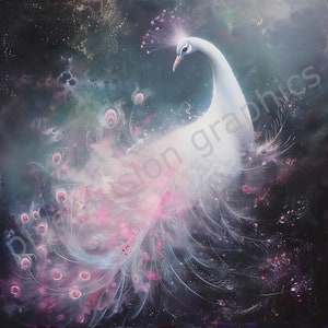 Paon coloré exotique Clip Art aquarelle doré rouge blanc rose oiseaux Fantasy oiseau Nature inspiré Art paon oiseau amateur plumes de paon