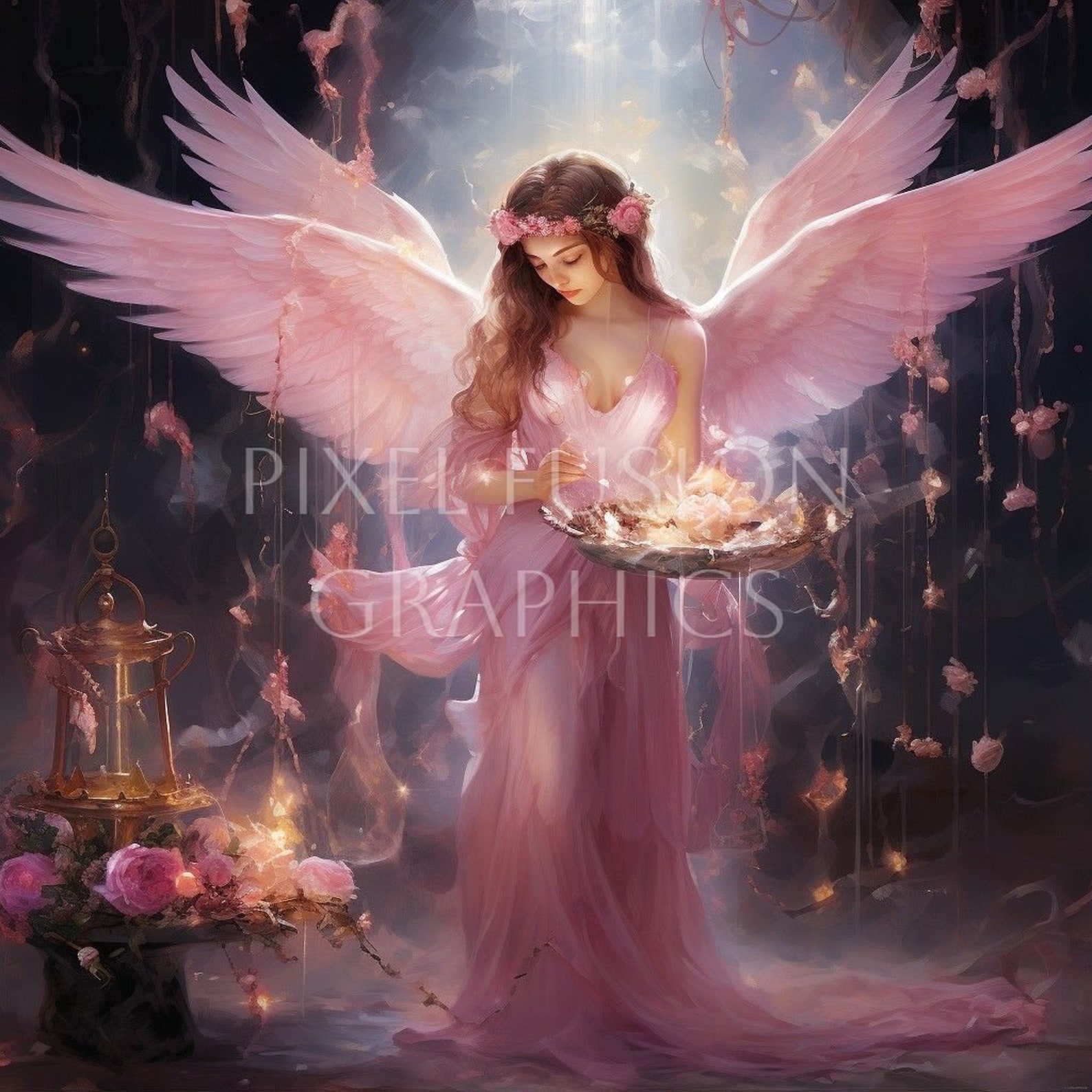 Pink Angels Ethereal Fantasy Clip Art 12 JPG High Quality Definition