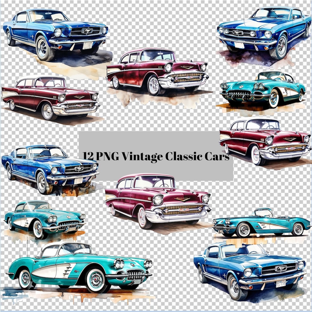 Vintage Classic Cars Clip Art 1957 to 1964 Collection, Chevy Bel-air ...