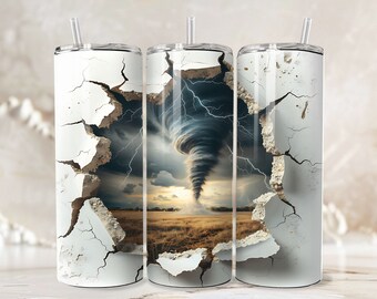 Tornado Skinny Tumbler Wrap 20 oz Sublimation Design Twister Storm Weather Tumbler for Men PNG Digital Download 1B