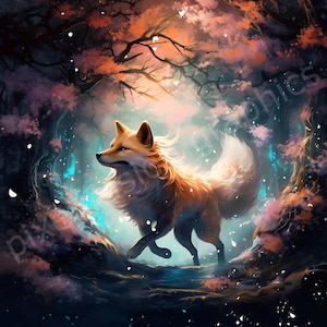 Kitsune Fox Clip Art Estilo Japonês Raposa De Nove Caudas Kitsune Yokai Raposa Trapaceira Clipart