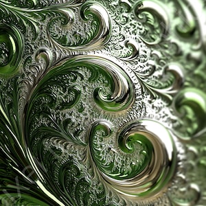 Mandelbrot Fractal Set Clip Art Emerald Vergelijking Zilver-Groen Fractasia Wiskundige kunst, Fibonacci-spiraal, abstracte kunst, moderne fractals, DF6A