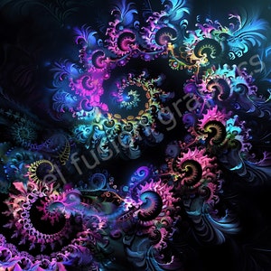 Mandelbrot fractal set illustraties neon fractals clipart wiskunde kunst Fibonacci spiraal telefoonhoesjes abstracte neon fractal F5N1