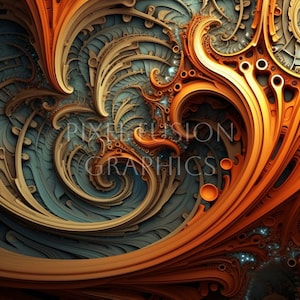 Fractal Clipart Images, 12 High Resolution, 300 DPI Instant Download Images