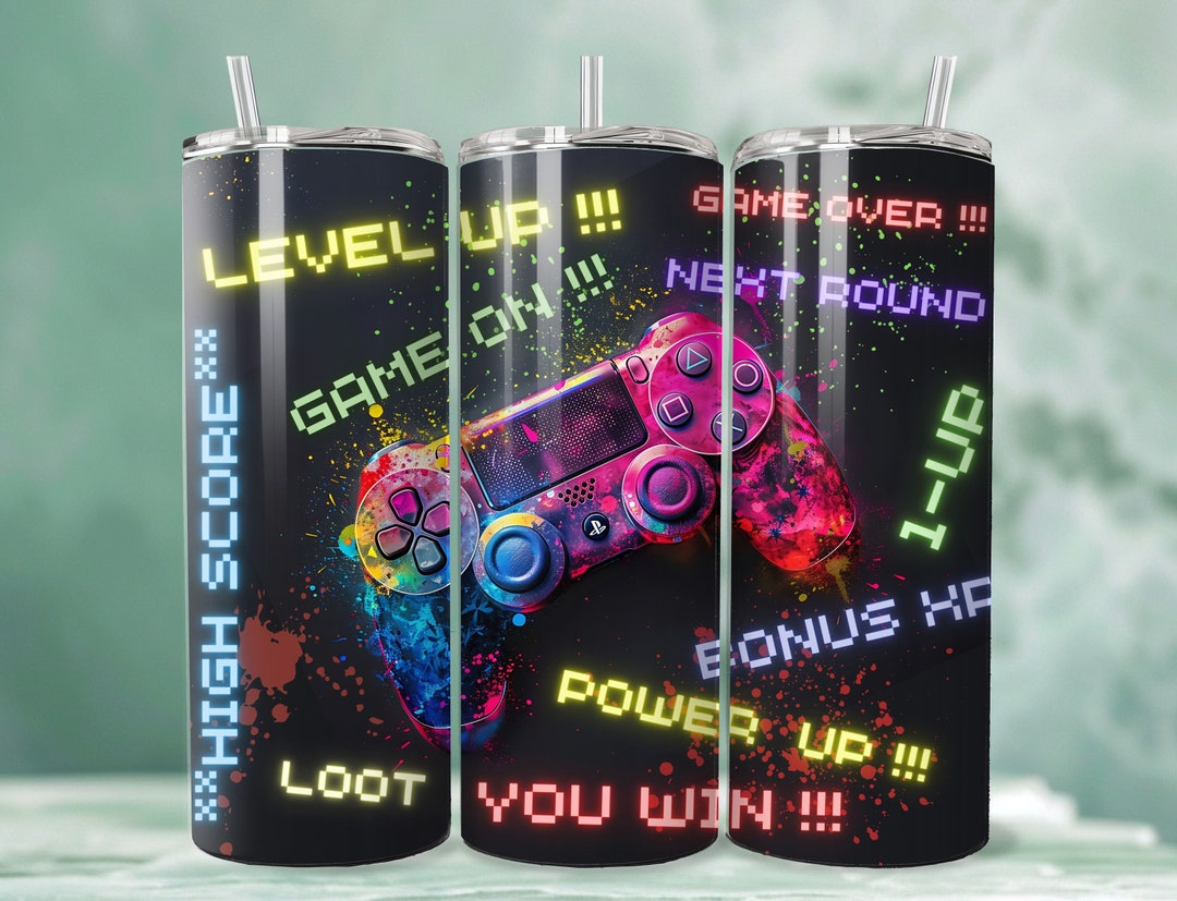 Neon Gamer Tumbler Wrap 20 Oz Skinny Tumbler Sublimation Design Video ...